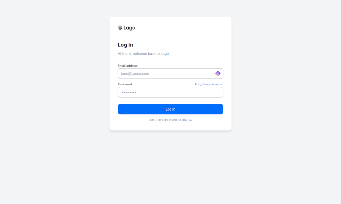 Lago sign up form